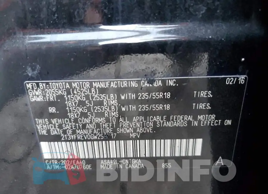 2T3YFREV0GW259717 Photo# 10