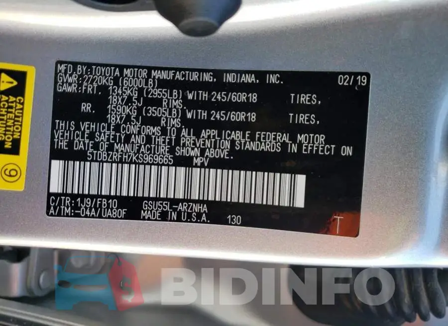 5TDBZRFH7KS969665 Photo# 10