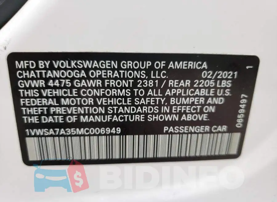 1VWSA7A35MC006949 Photo# 10