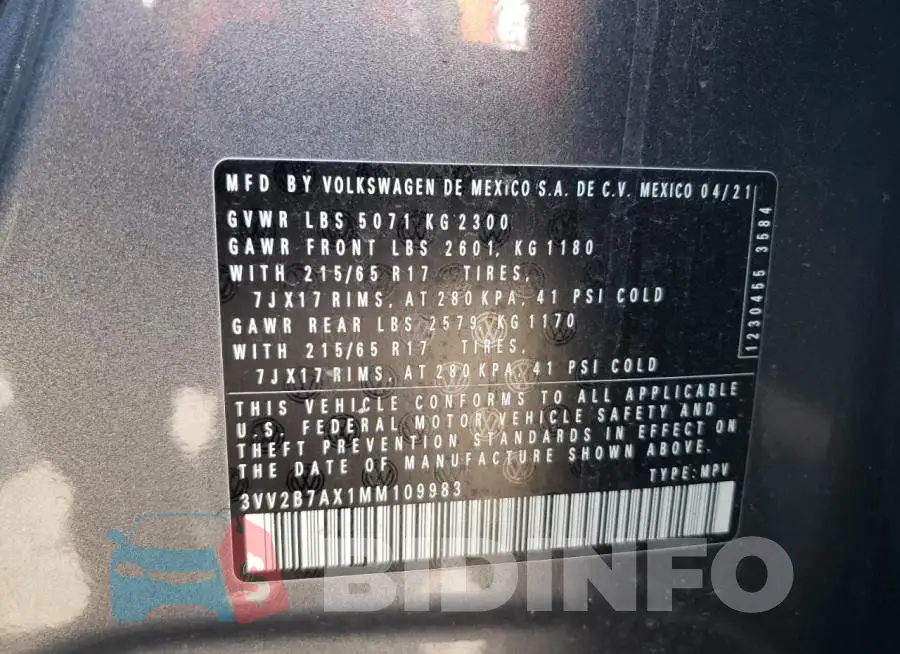 3VV2B7AX1MM109983 Photo# 10