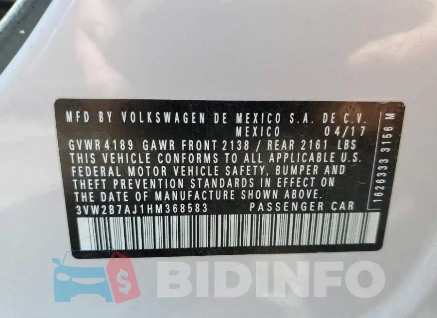3VW2B7AJ1HM368583 Photo# 10