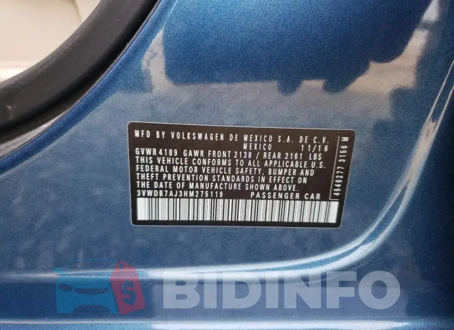 3VWDB7AJ3HM275119 Photo# 10