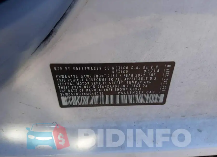 3VWG57BU7KM045782 Photo# 10