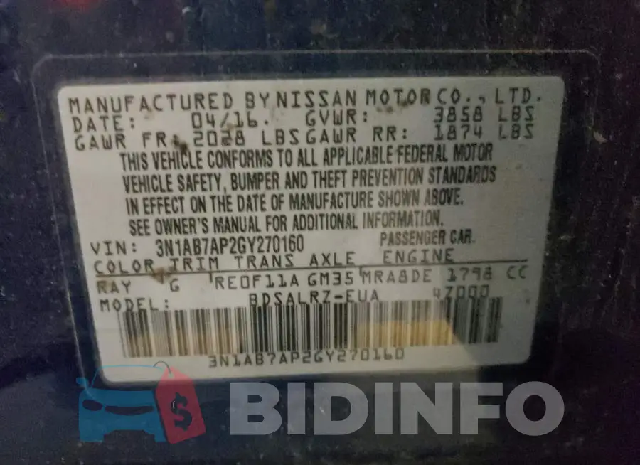 3N1AB7AP2GY270160 Photo# 10