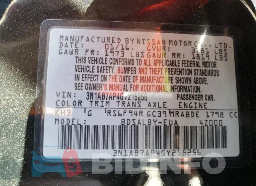 3N1AB7AP4GY215256 Photo# 10