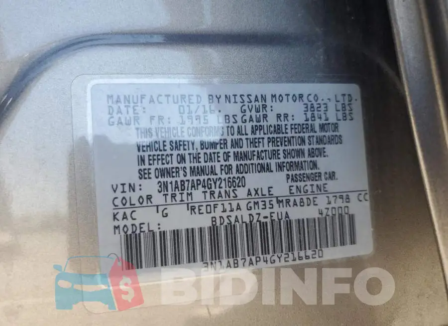 3N1AB7AP4GY216620 Photo# 10