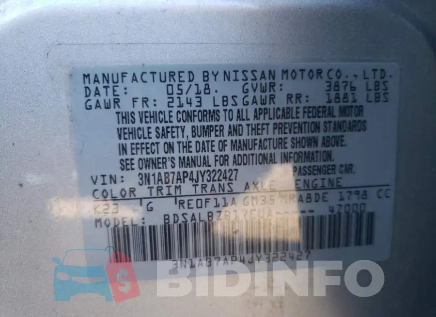 3N1AB7AP4JY322427 Photo# 10