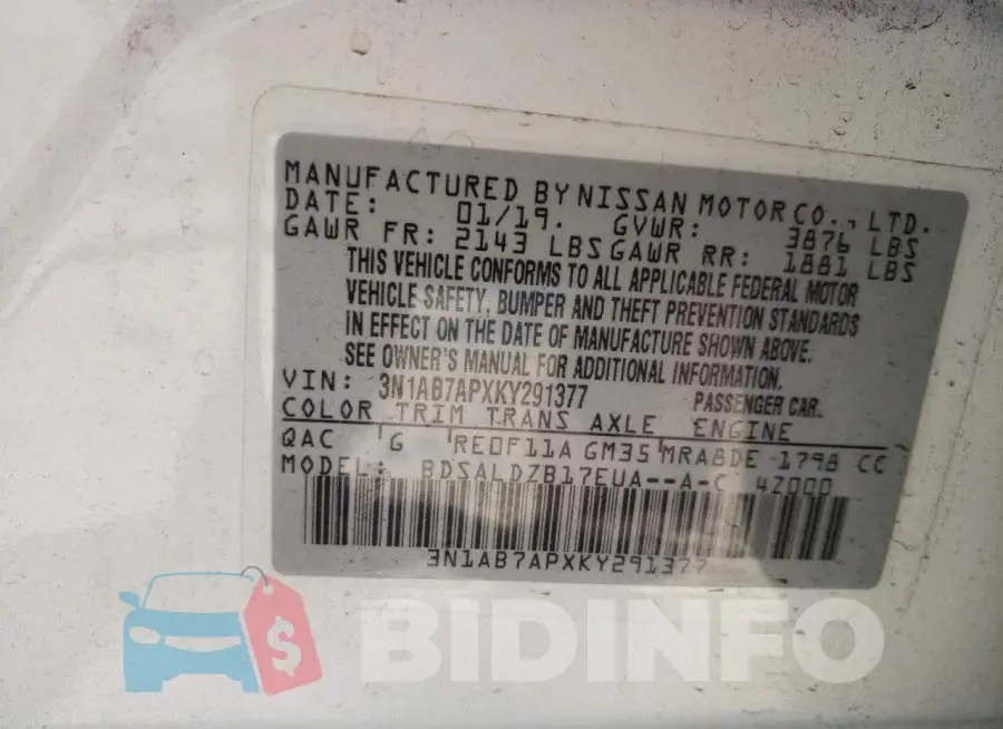 3N1AB7APXKY291377 Photo# 10