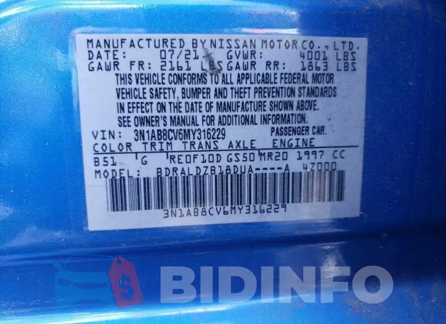 3N1AB8CV6MY316229 Photo# 10