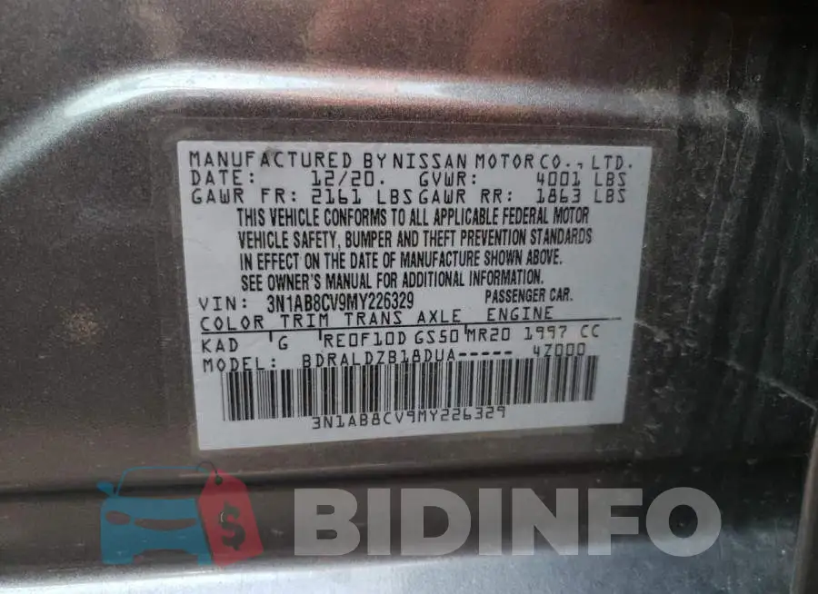 3N1AB8CV9MY226329 Photo# 10