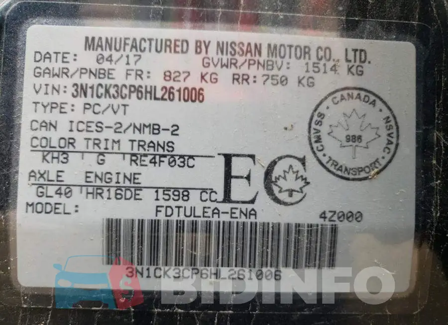 3N1CK3CP6HL261006 Photo# 10