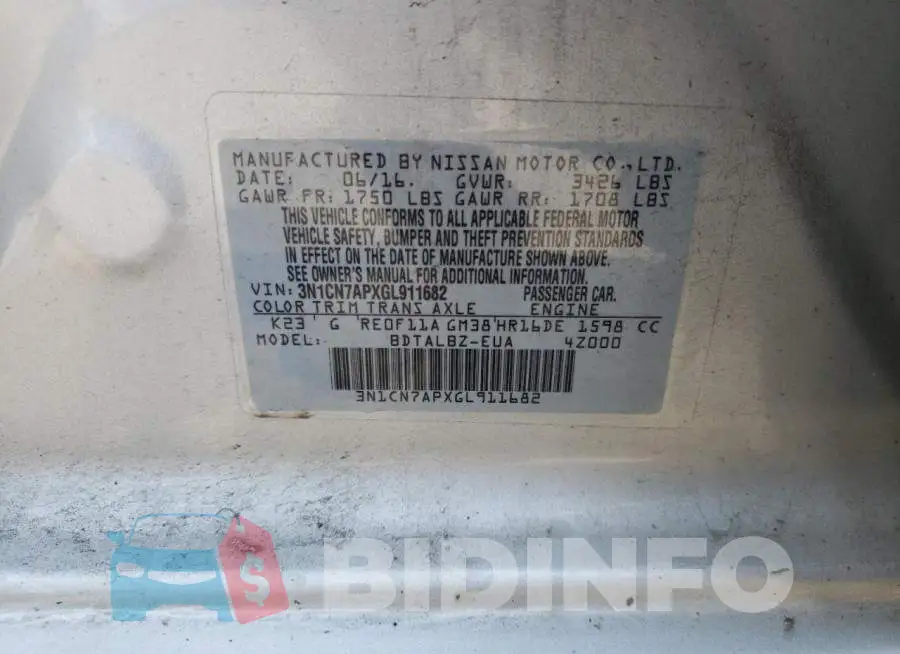 3N1CN7APXGL911682 Photo# 10