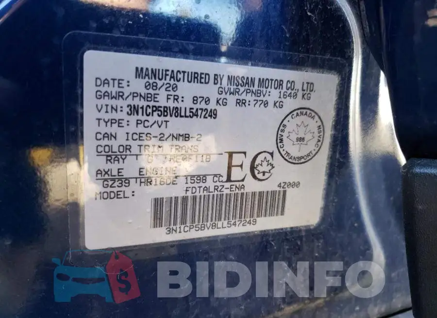 3N1CP5BV8LL547249 Photo# 10