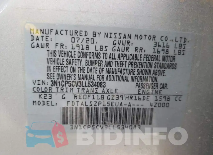 3N1CP5CV3LL534083 Photo# 10