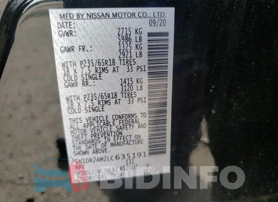 5N1DR2AM2LC635191 Photo# 10