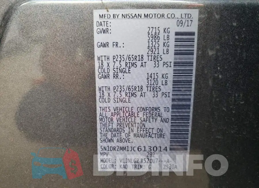 5N1DR2MM1JC613014 Photo# 10