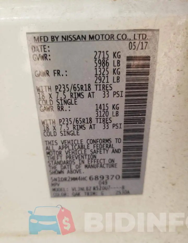 5N1DR2MM4HC689370 Photo# 10