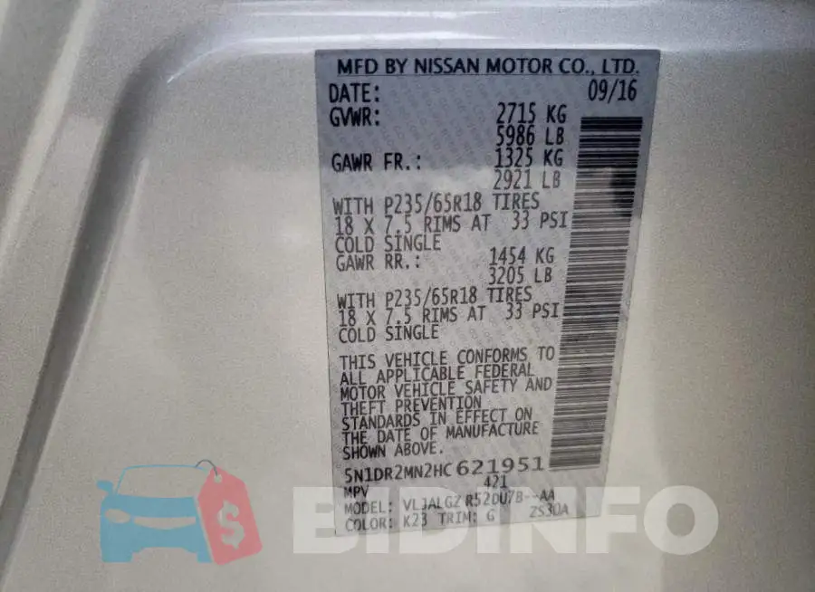 5N1DR2MN2HC621951 Photo# 10