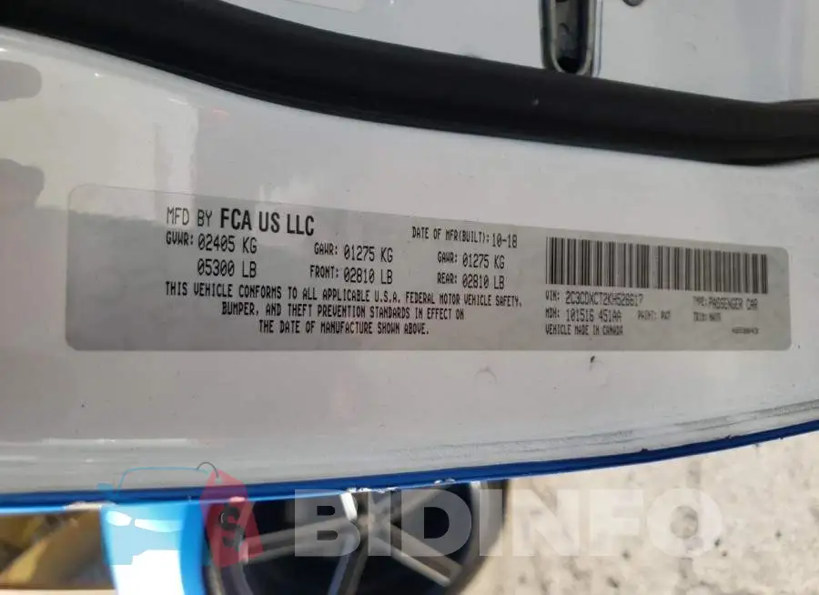 2C3CDXCT2KH526617 Photo# 10