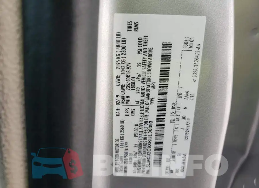 5LMCJ2C9XKUL30393 Photo# 10