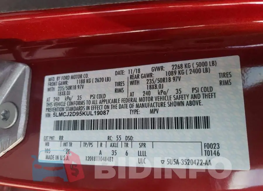5LMCJ2D95KUL19087 Photo# 10