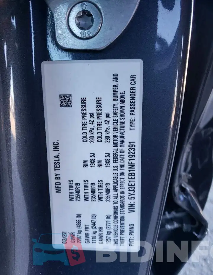 5YJ3E1EB1NF192391 Photo# 10