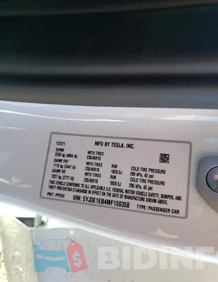 5YJ3E1EB4MF150358 Photo# 10