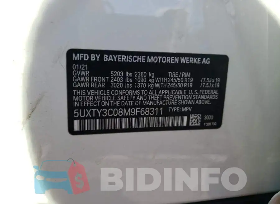 5UXTY3C08M9F68311 Photo# 10