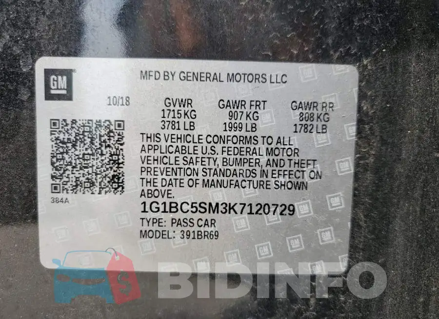 1G1BC5SM3K7120729 Photo# 10