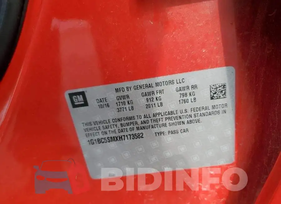 1G1BC5SMXH7173582 Photo# 10