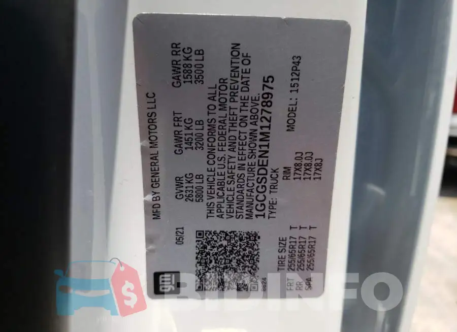 1GCGSDEN1M1278975 Photo# 10