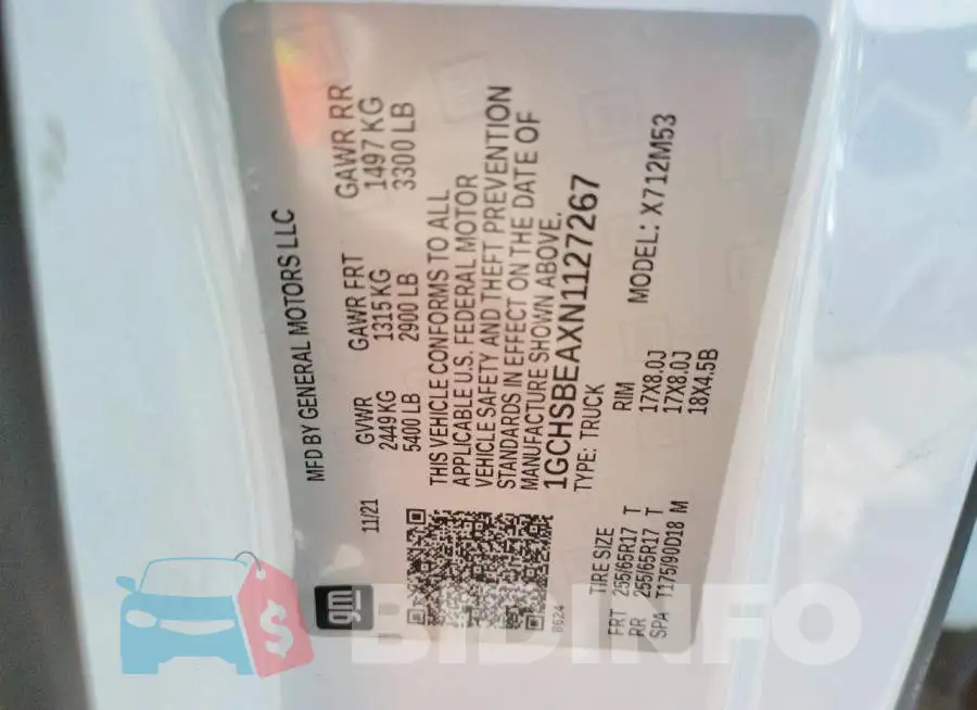 1GCHSBEAXN1127267 Photo# 10