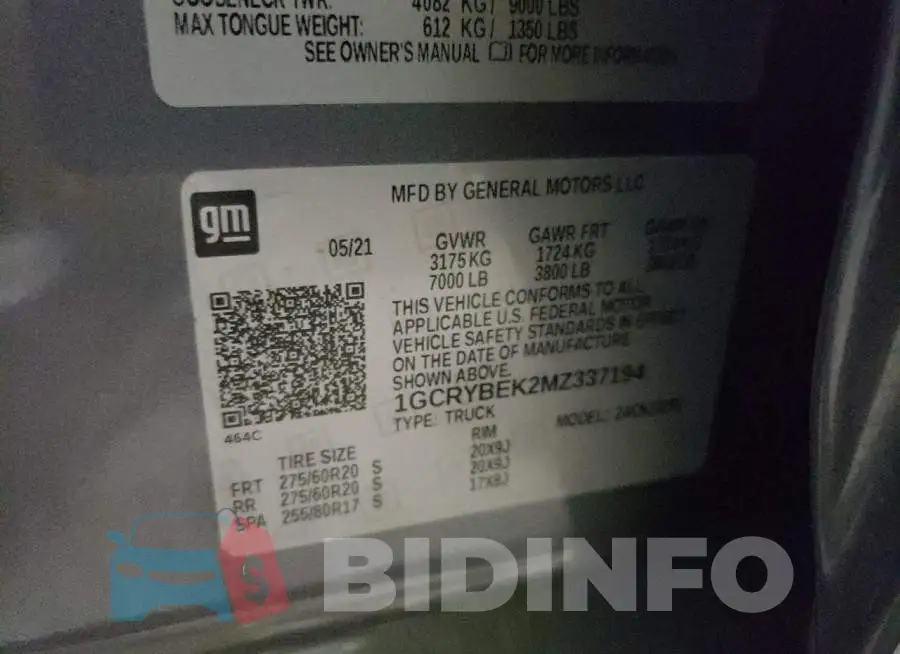 1GCRYBEK2MZ337194 Photo# 10