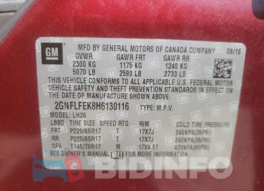 2GNFLFEK8H6130116 Photo# 10