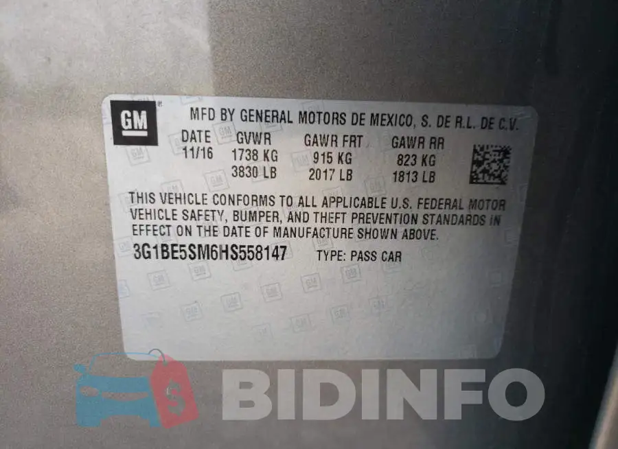 3G1BE5SM6HS558147 Photo# 10