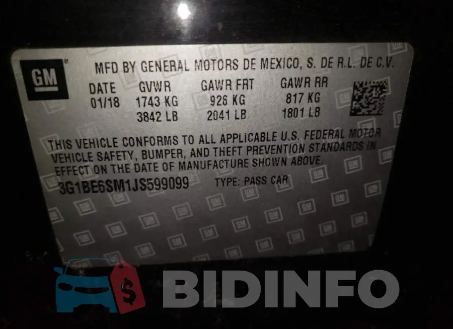 3G1BE6SM1JS599099 Photo# 10