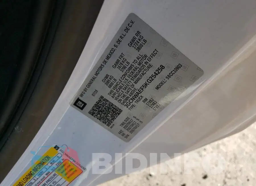 3GCNWAEF5KG254258 Photo# 10