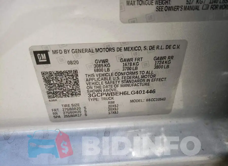 3GCPWBEH6LG401446 Photo# 10