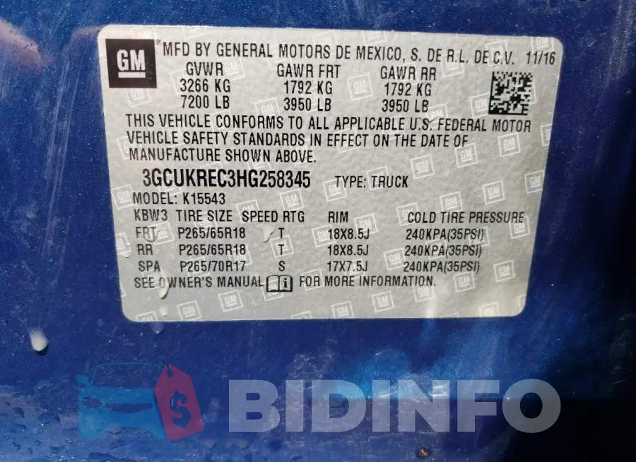 3GCUKREC3HG258345 Photo# 10