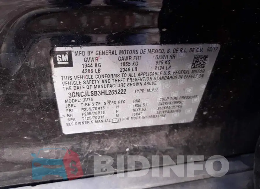 3GNCJLSB3HL265222 Photo# 10