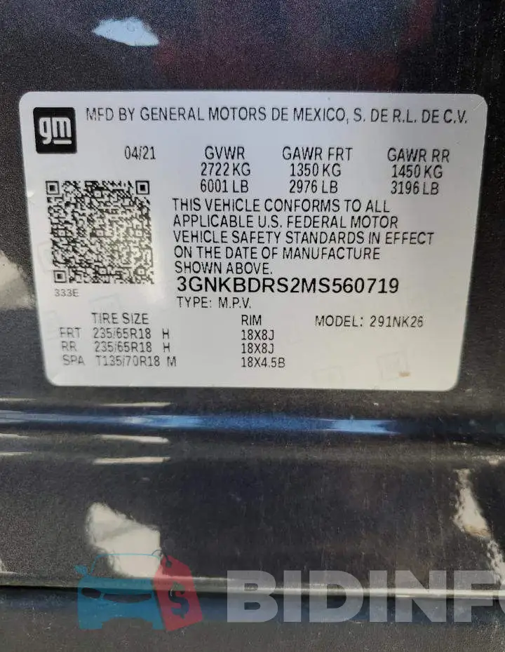 3GNKBDRS2MS560719 Photo# 10