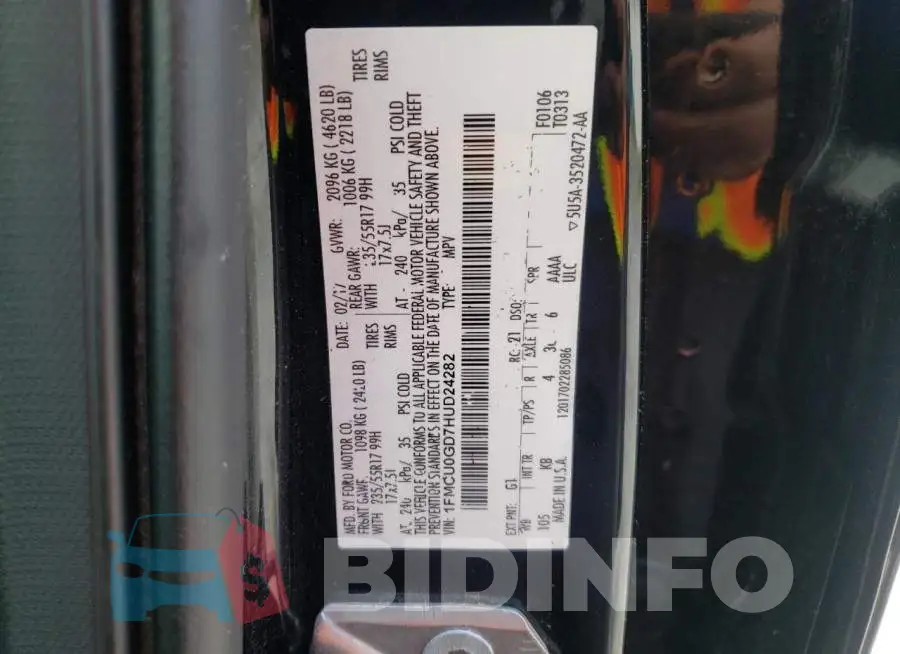 1FMCU0GD7HUD24282 Photo# 10