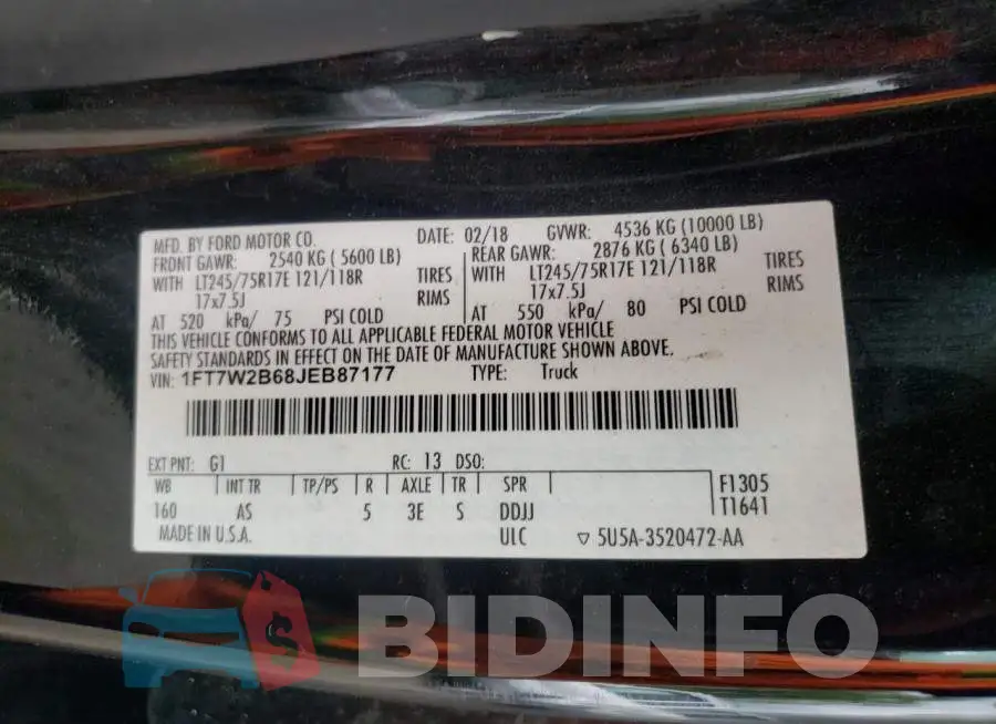 1FT7W2B68JEB87177 Photo# 10