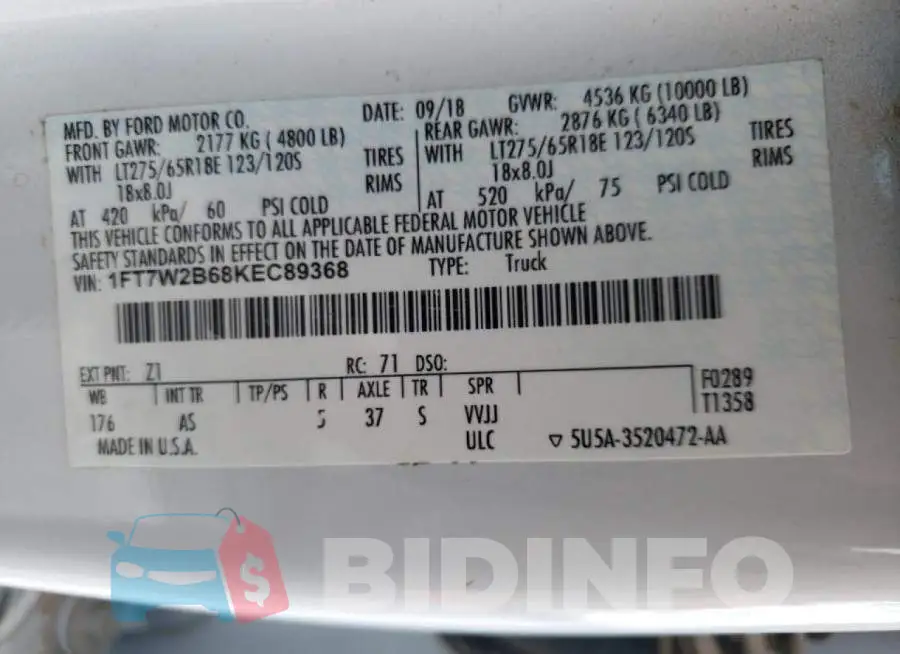 1FT7W2B68KEC89368 Photo# 10