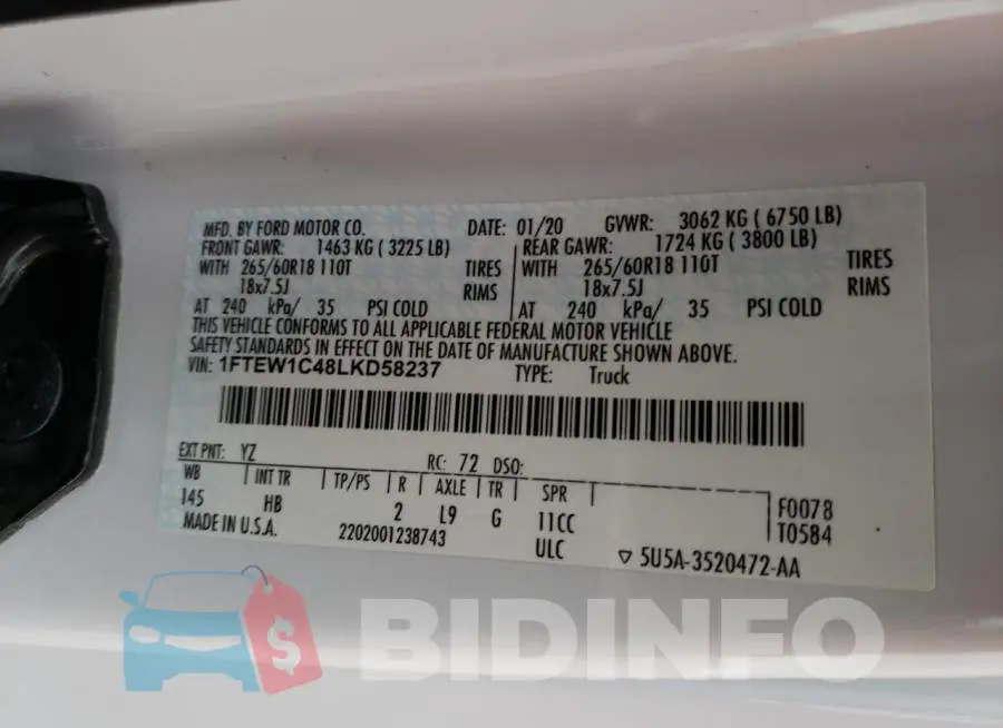 1FTEW1C48LKD58237 Photo# 10