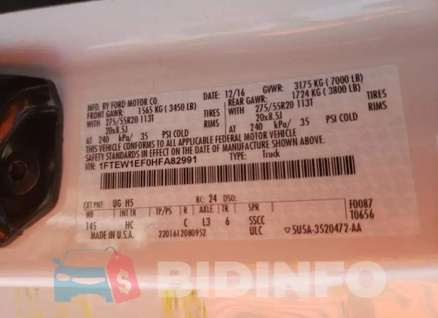 1FTEW1EF0HFA82991 Photo# 10