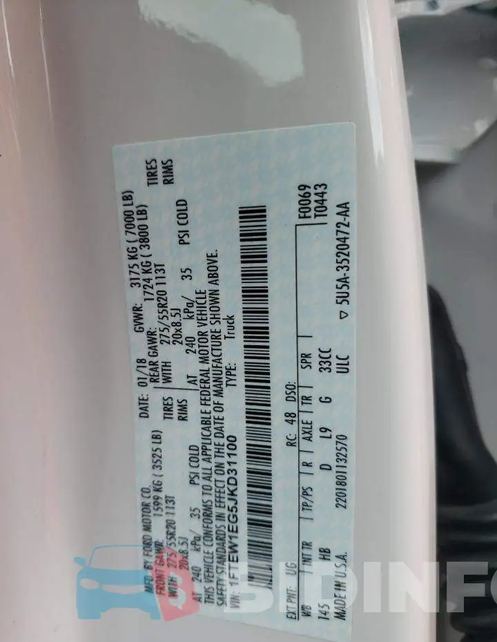 1FTEW1EG5JKD31100 Photo# 10
