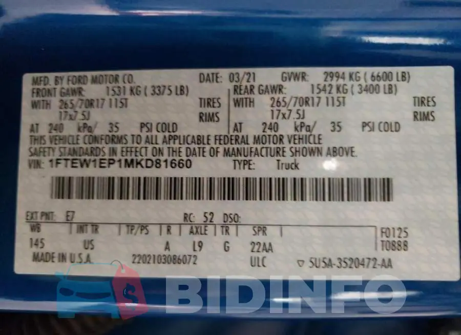 1FTEW1EP1MKD81660 Photo# 10