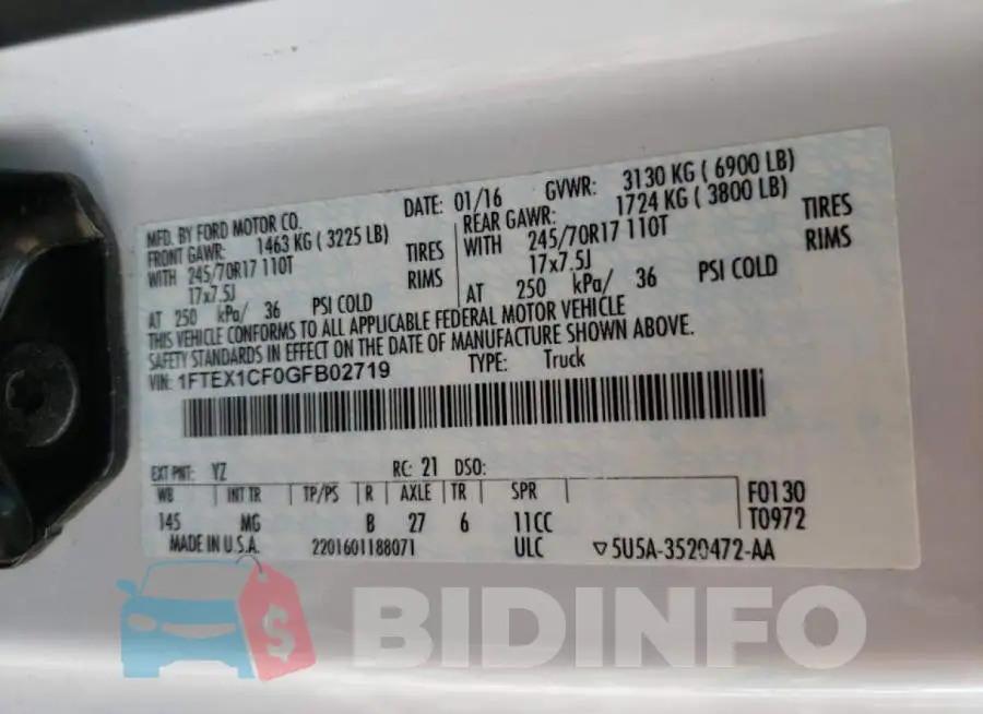 1FTEX1CF0GFB02719 Photo# 10