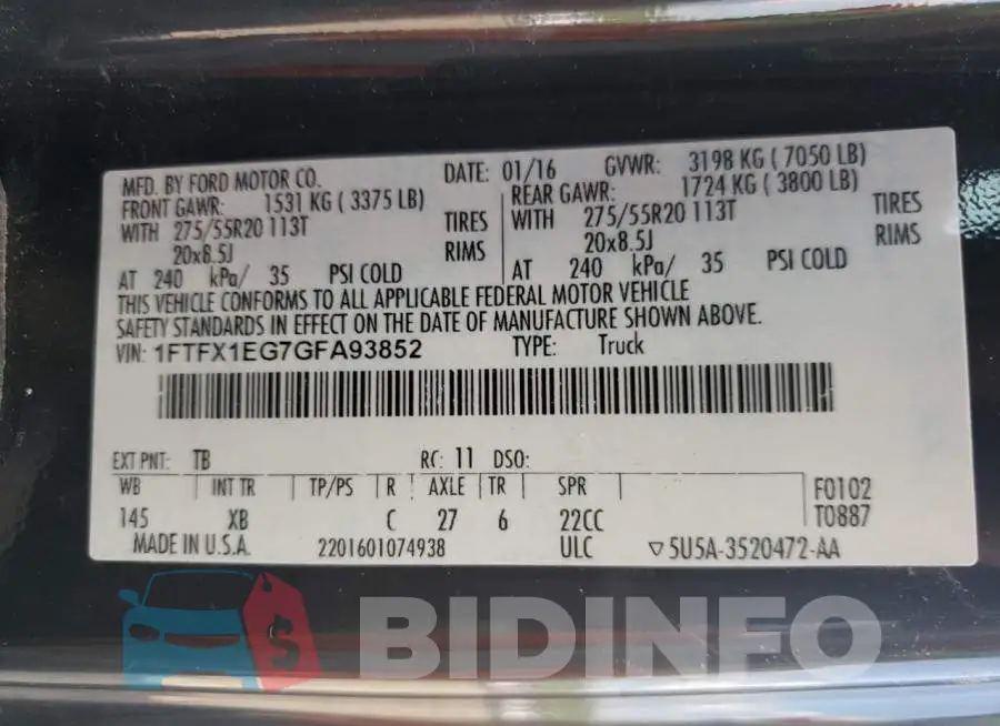 1FTFX1EG7GFA93852 Photo# 10